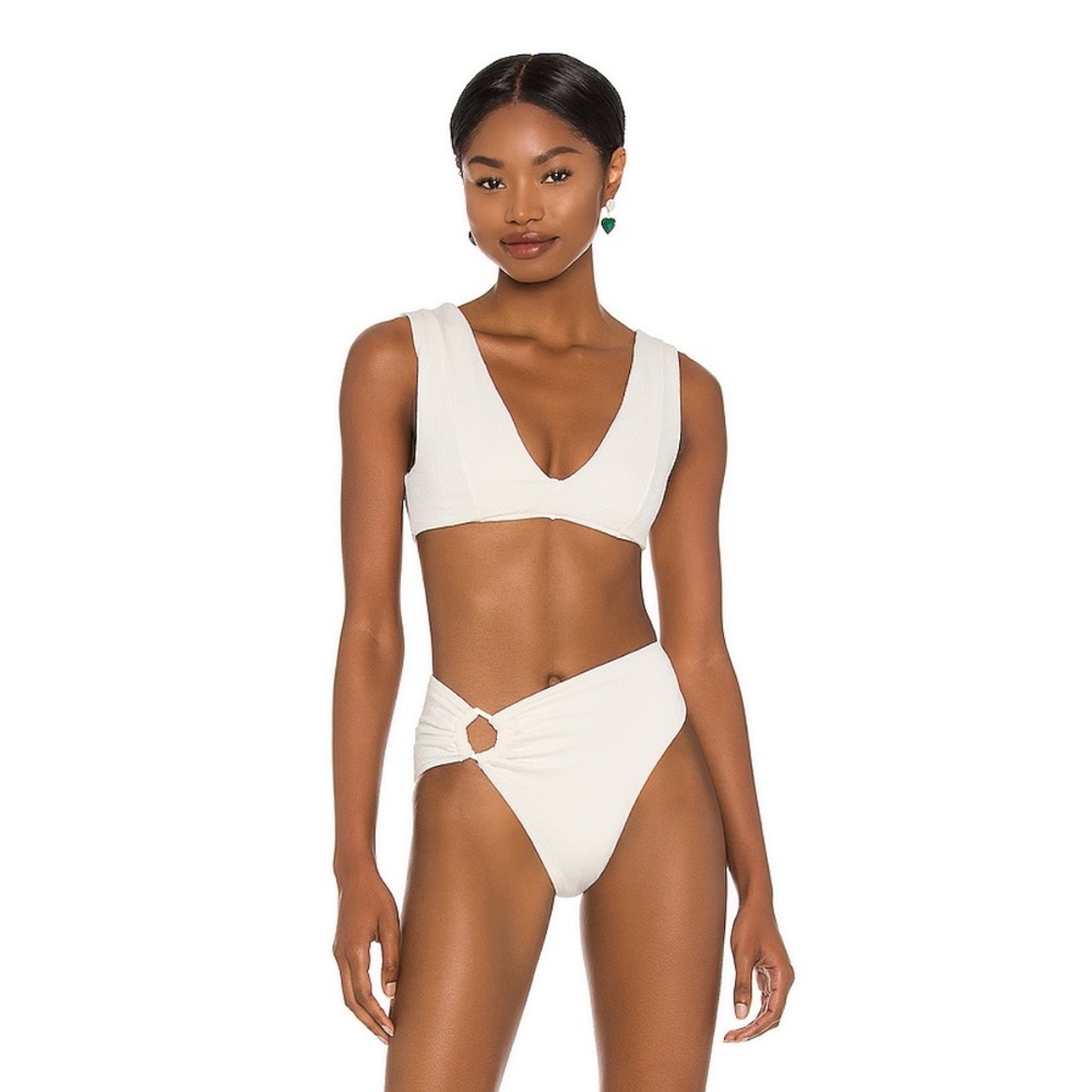 Revel Rey Logan Bikini Bottom - Cream Snake Texture - XS